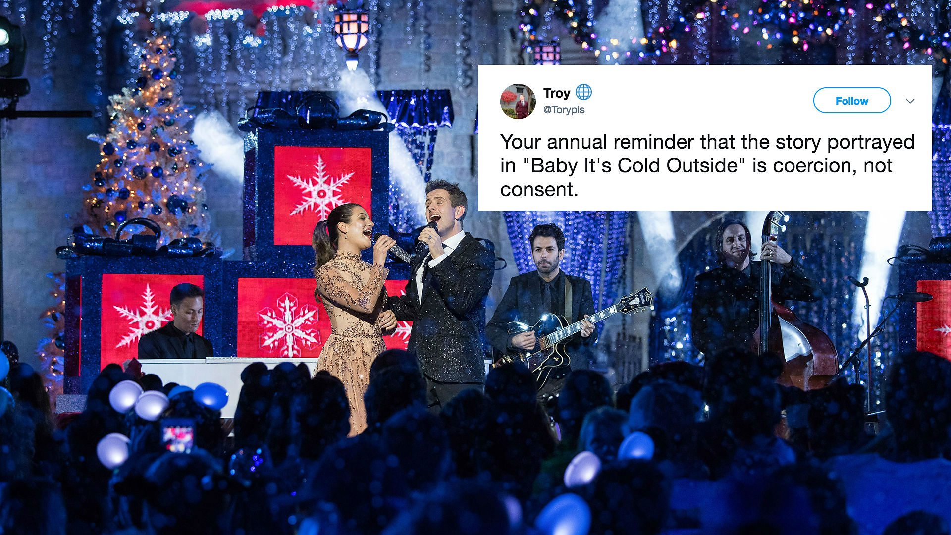 Lea Michele and Joey McIntyre sing Baby It's Cold Outside