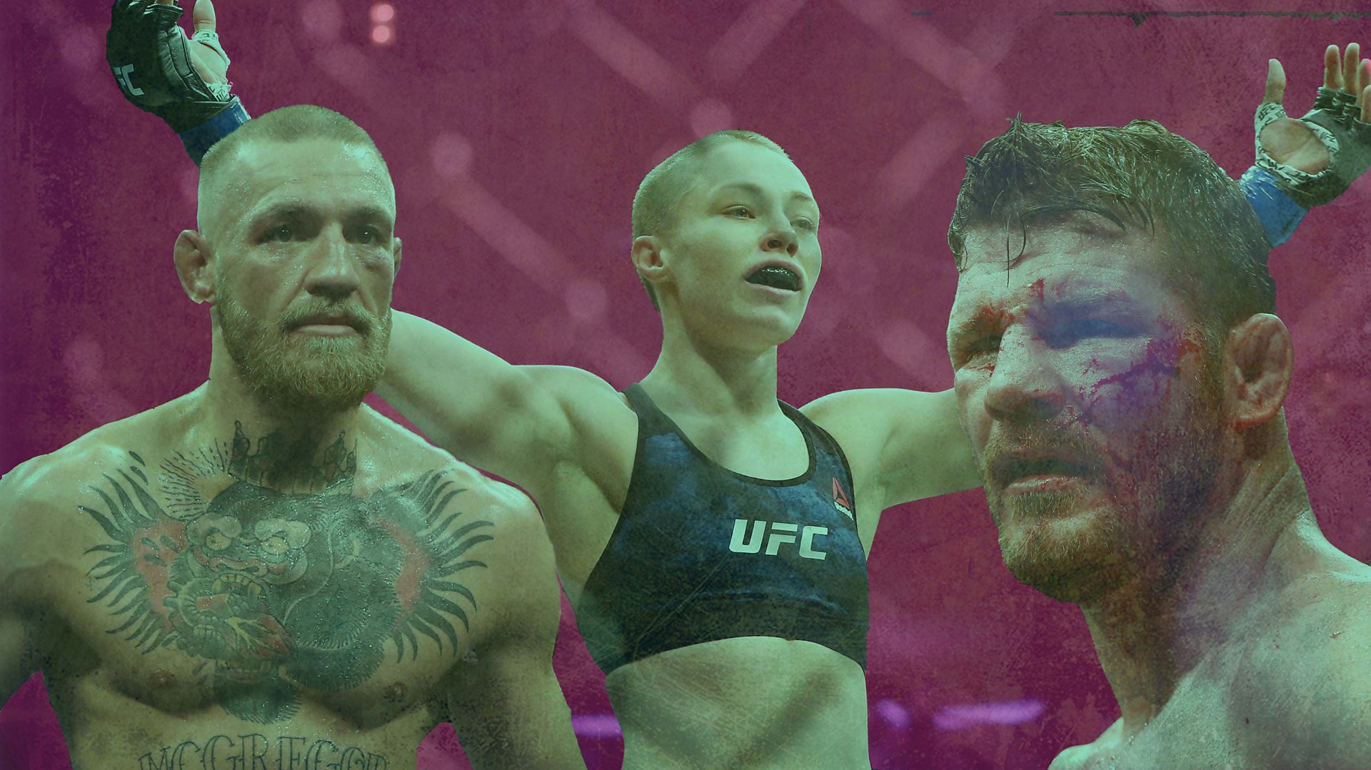Conor McGregor, Rose Namajunas and Michael Bisping