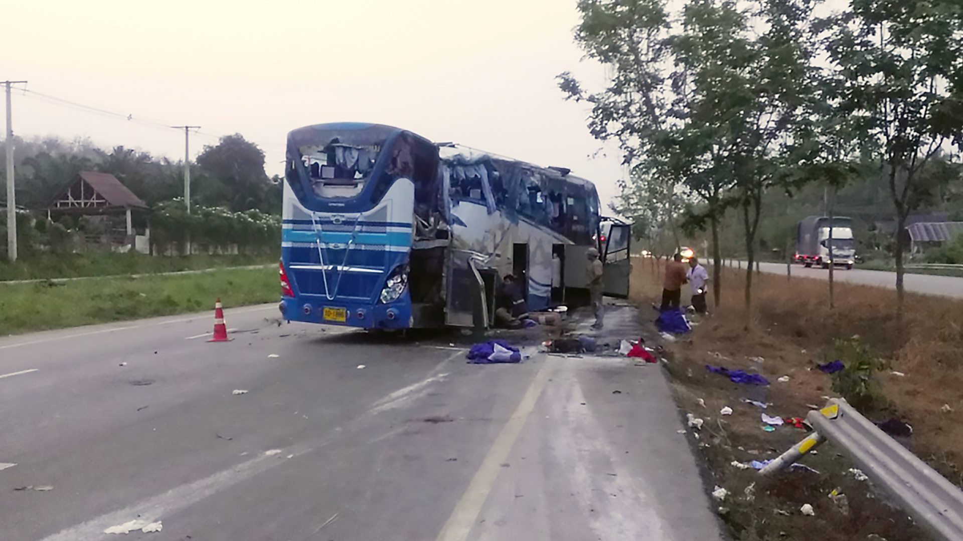 The scene of Radhika's coach acciden...