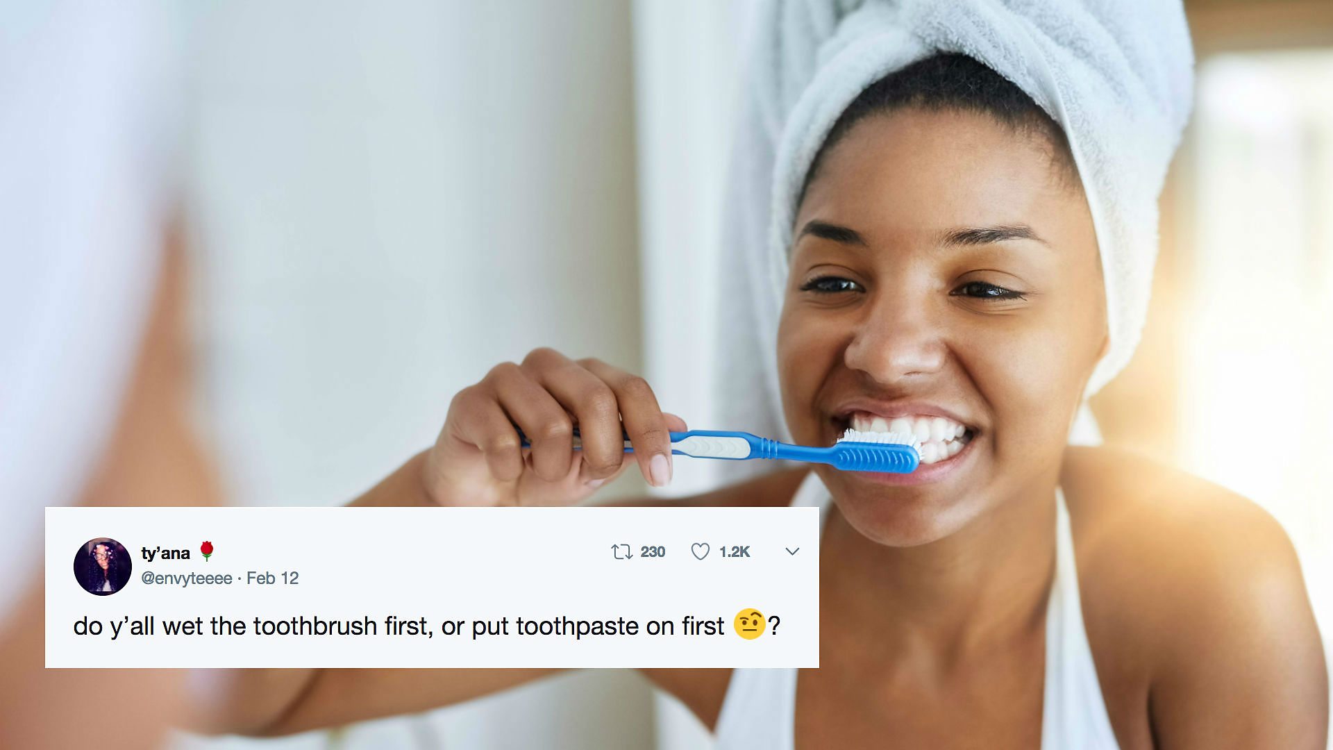 Woman brushing teeth