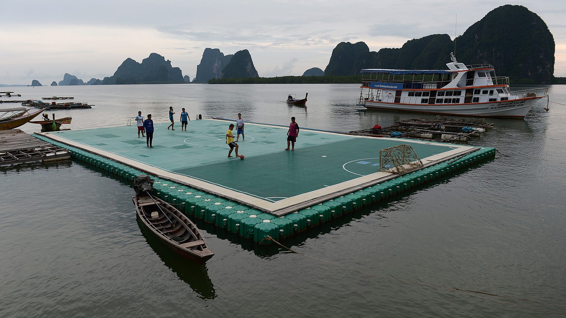 Floating football pitch, Thailand