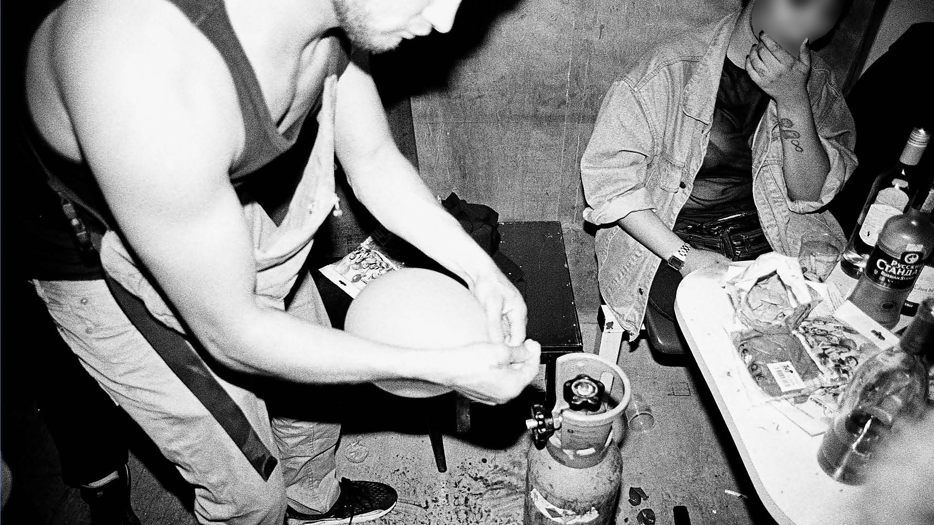 Ravers taking nitrous oxide