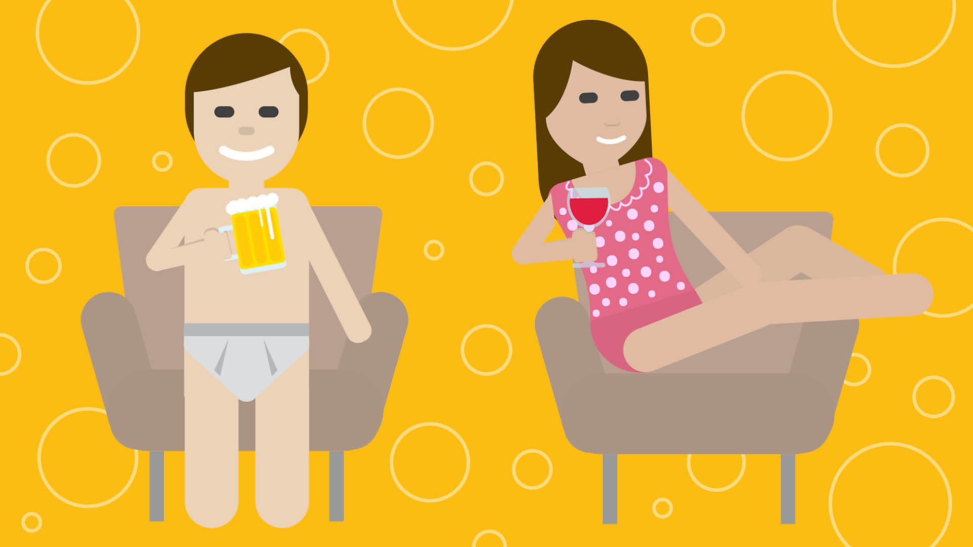 A woman at home in underwear drinking a glass of wine 