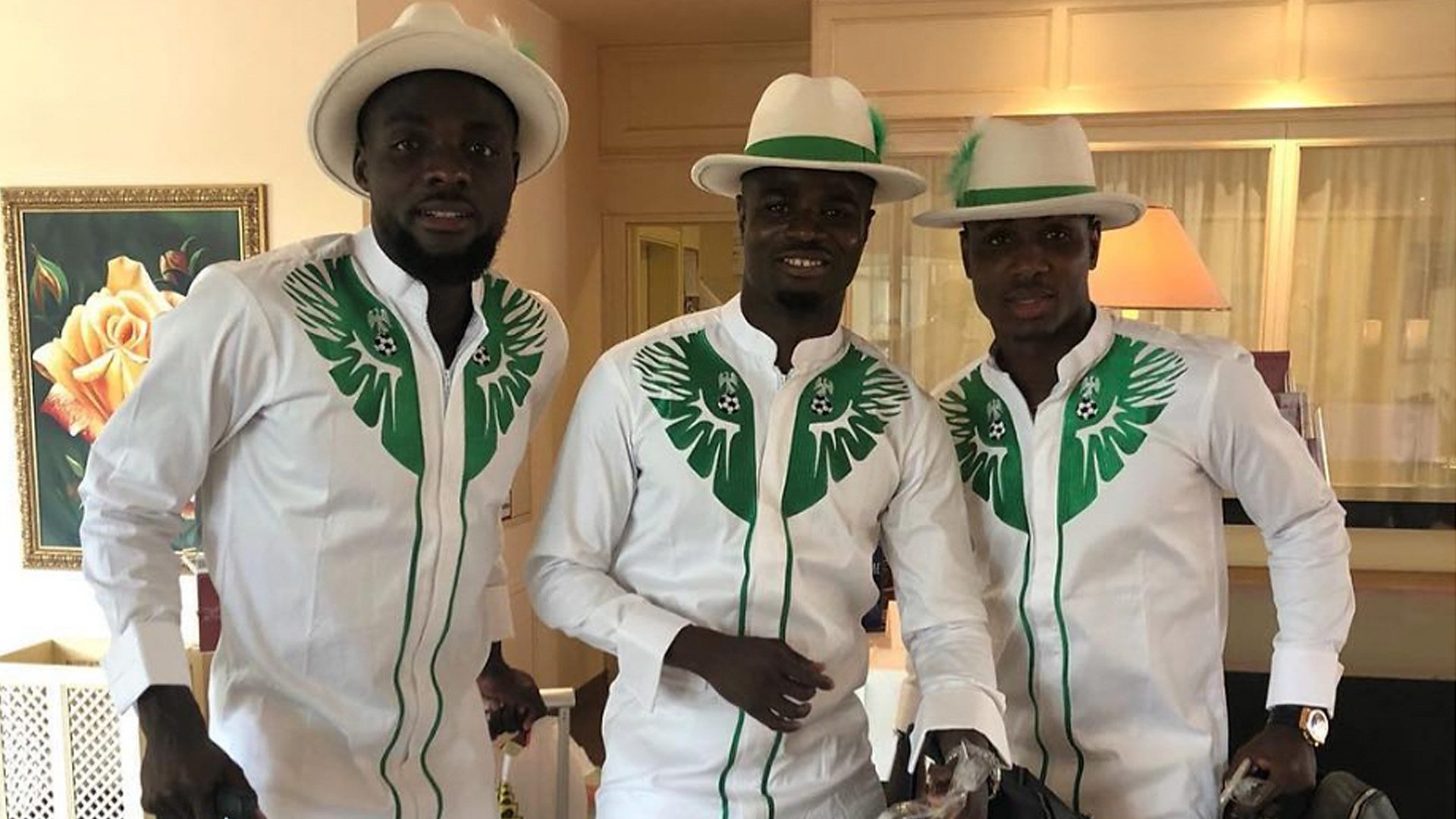 The Nigerian team arrives in Russia