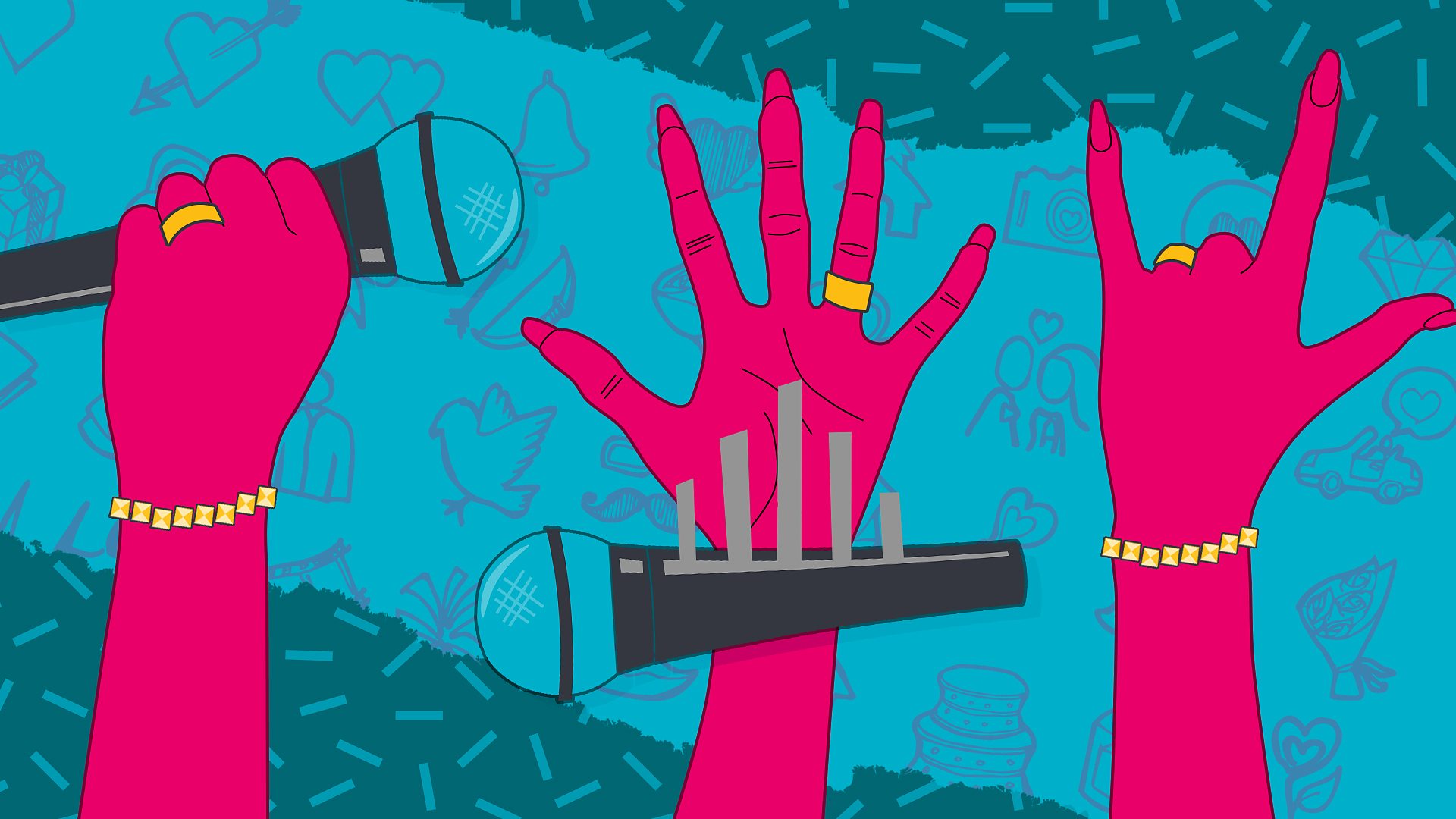 hands dropping a microphone