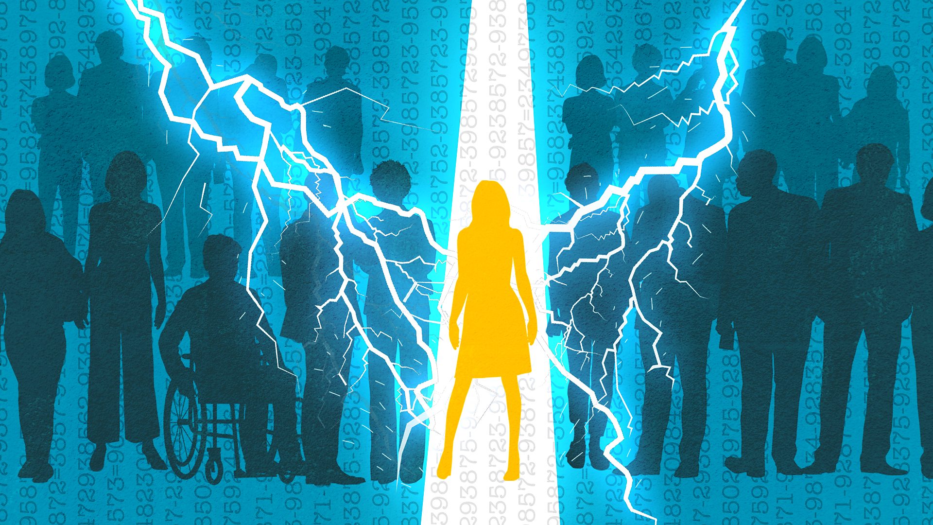 A figure highlighted in a crowd