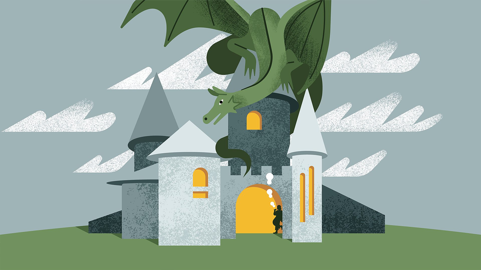 A woman feeling safe in her castle