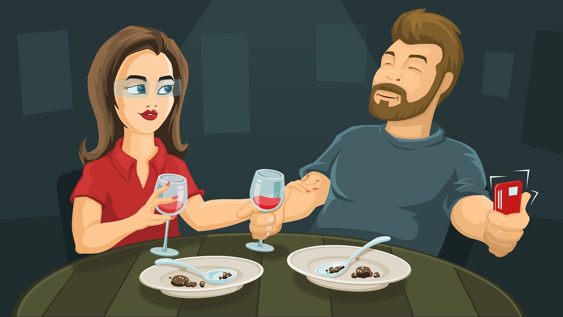 Woman and man at restaurant