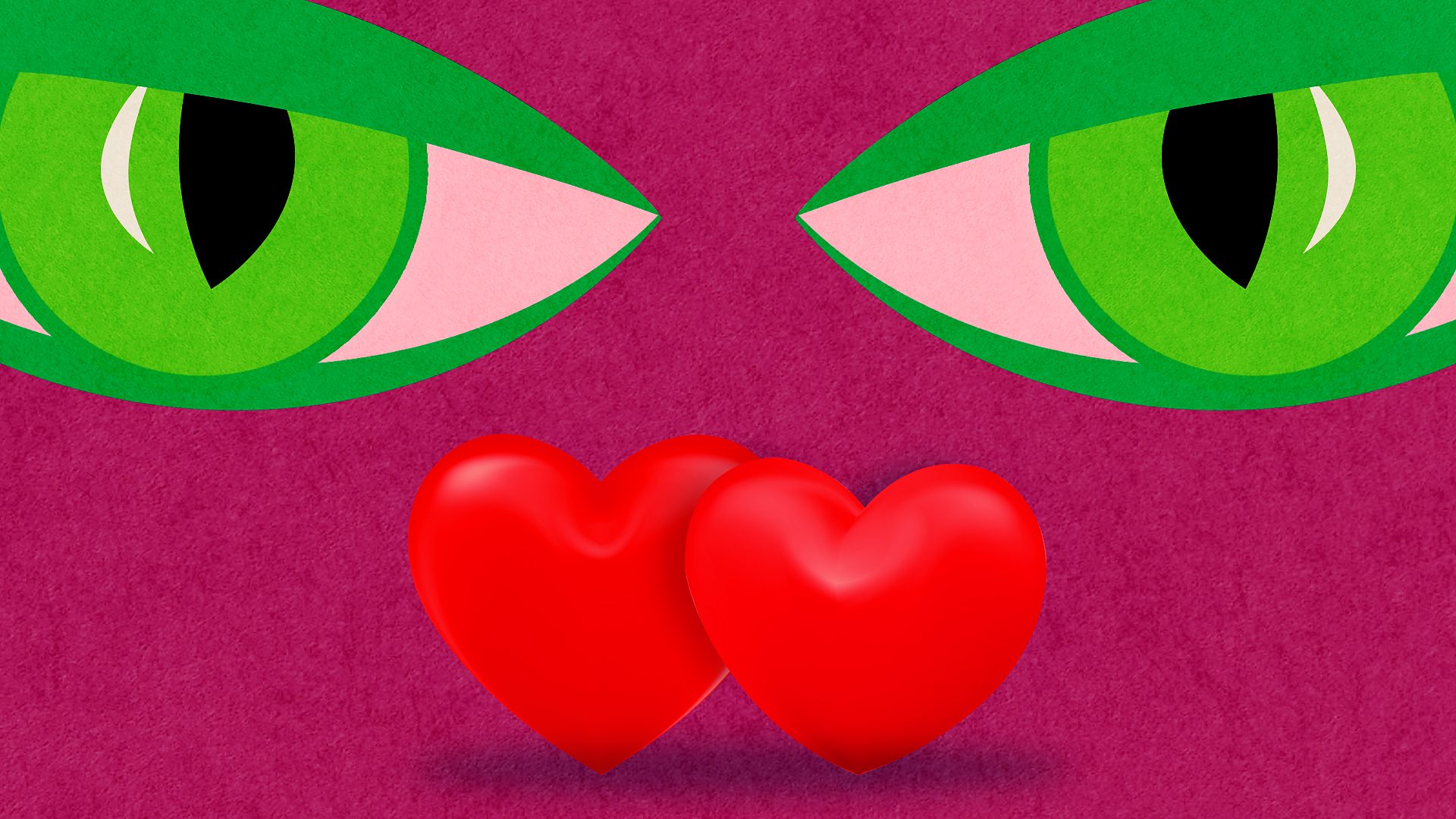 An illustration of green-eyed envy over another relationship