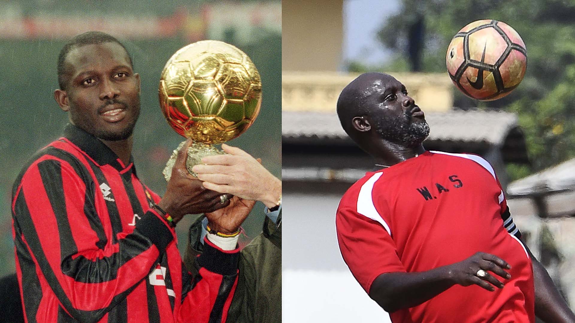 George Weah at AC Milan and playing football as president of Liberia