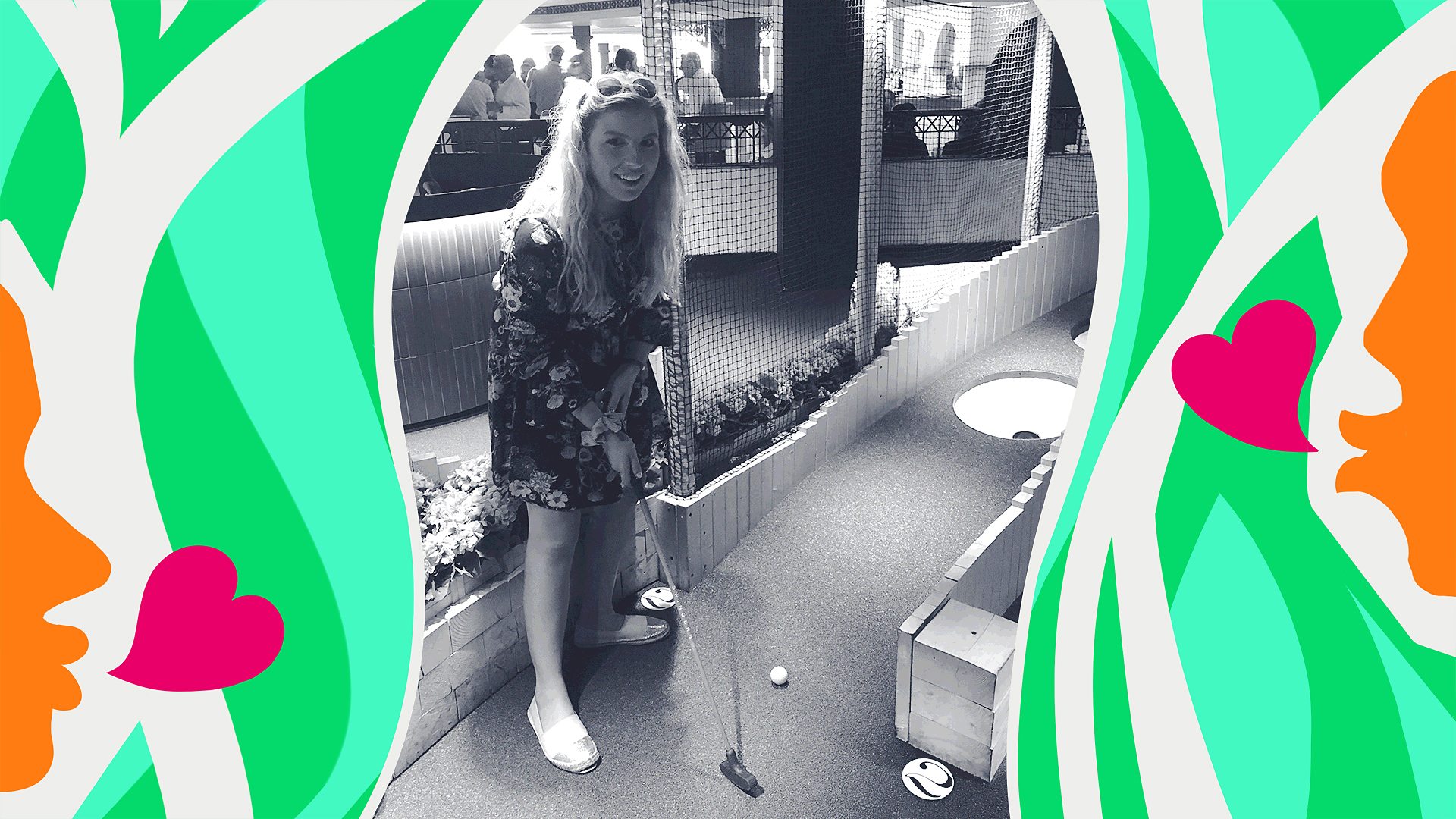 An image of the author playing golf on a date