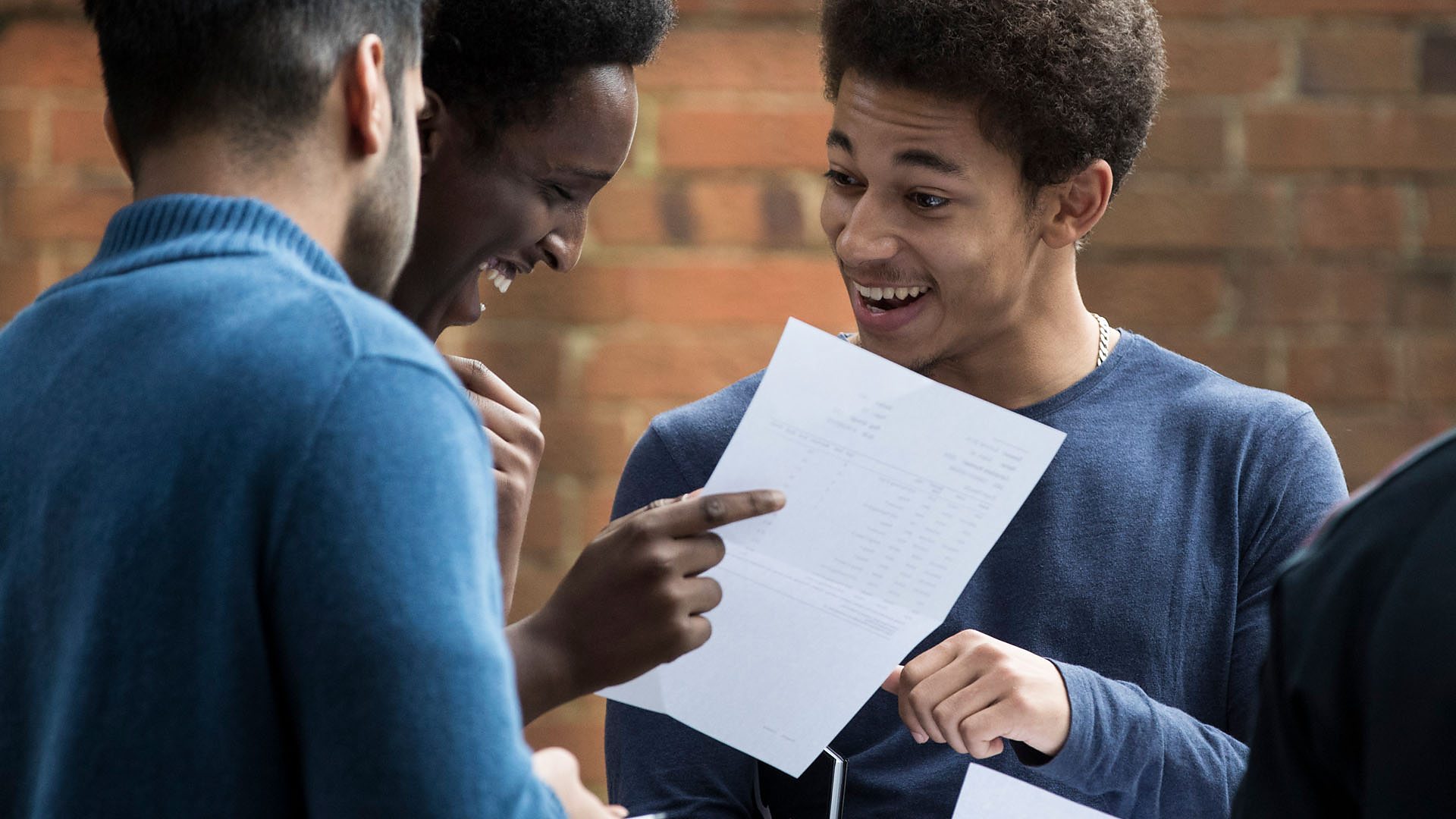 Pupils getting their A-level results