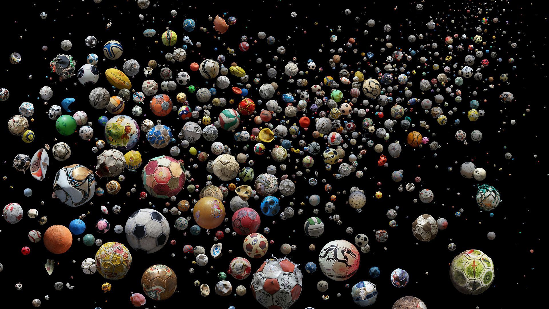 Footballs washed up on beaches around the world