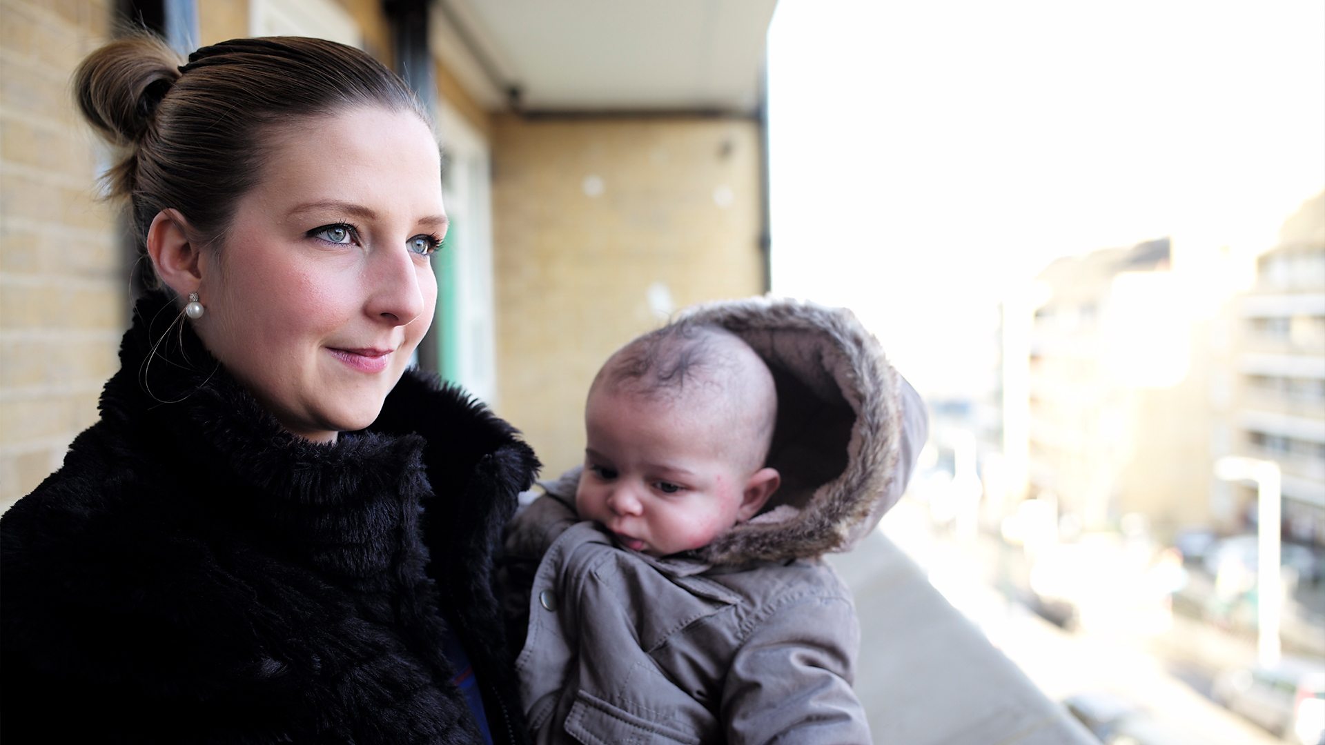 A photo taken outside of Francesca and her baby