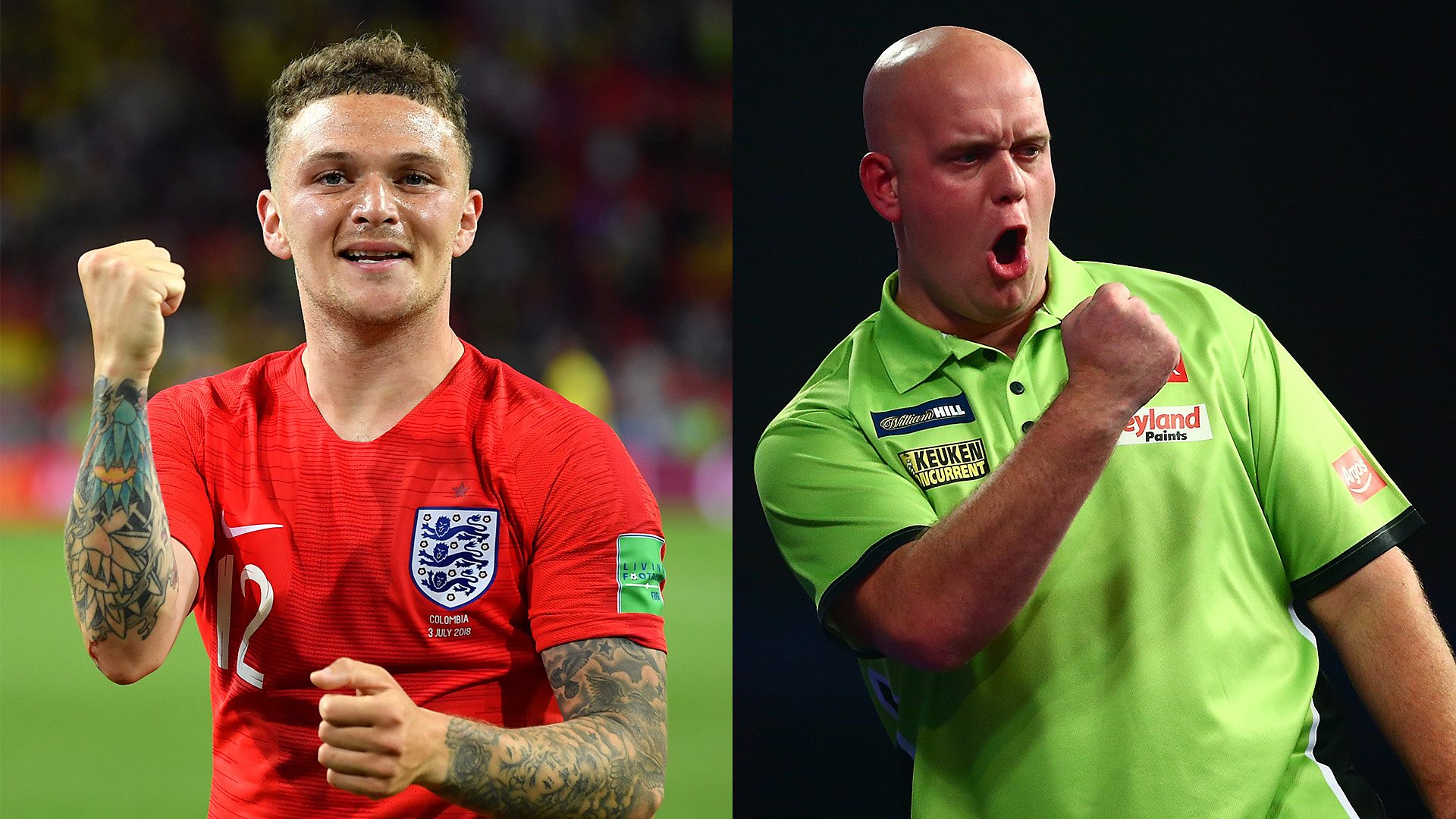 Kieran Trippier and Michael van Gerwen