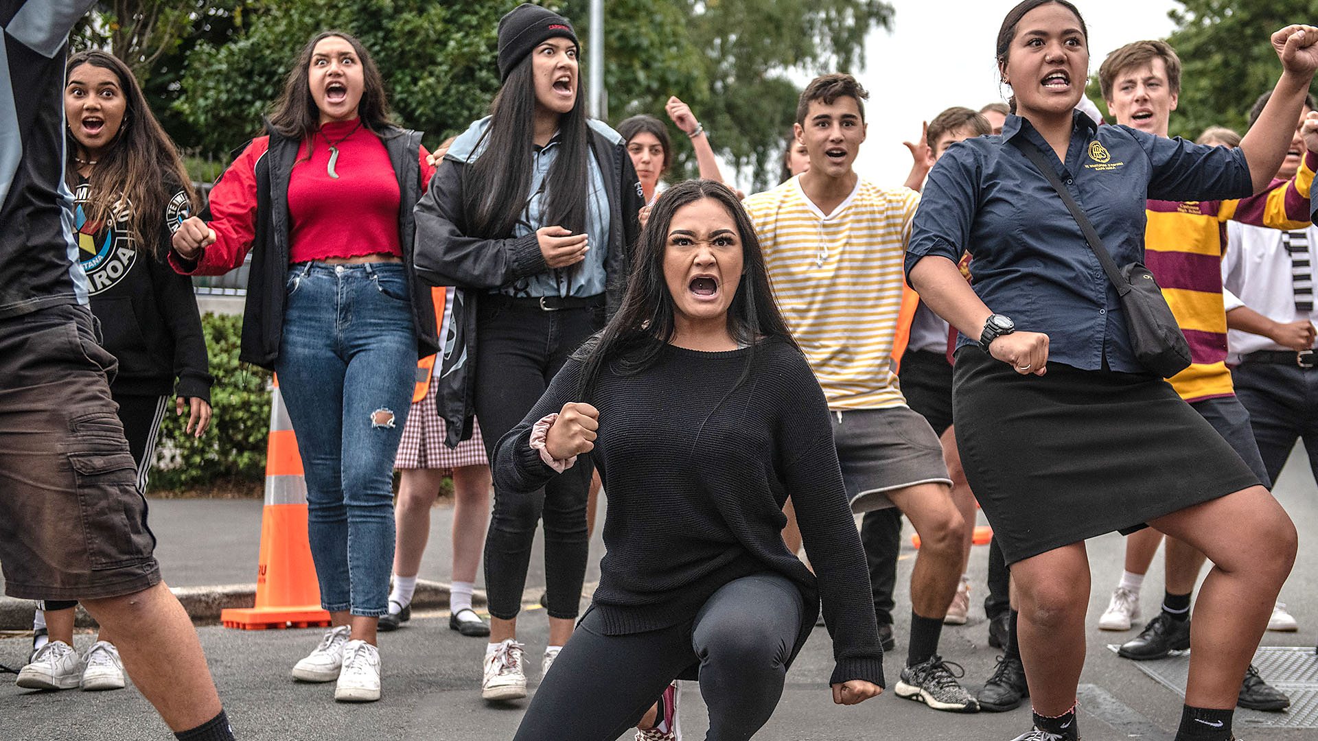  Youngsters perform a Haka during a students vigil