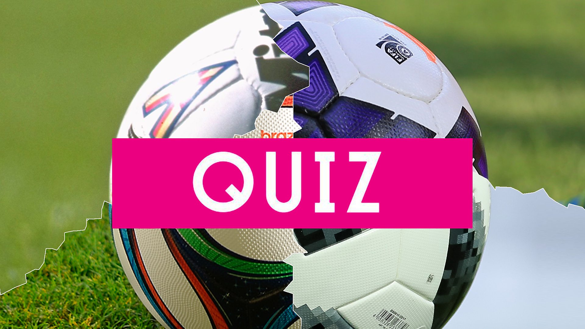 Four footballs stitched together with QUIZ written over them