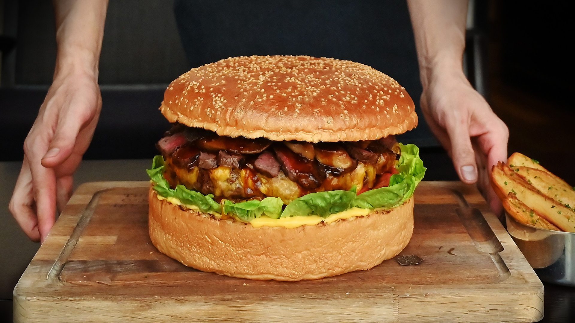 A super-sized burger sprinkled with gold flakes