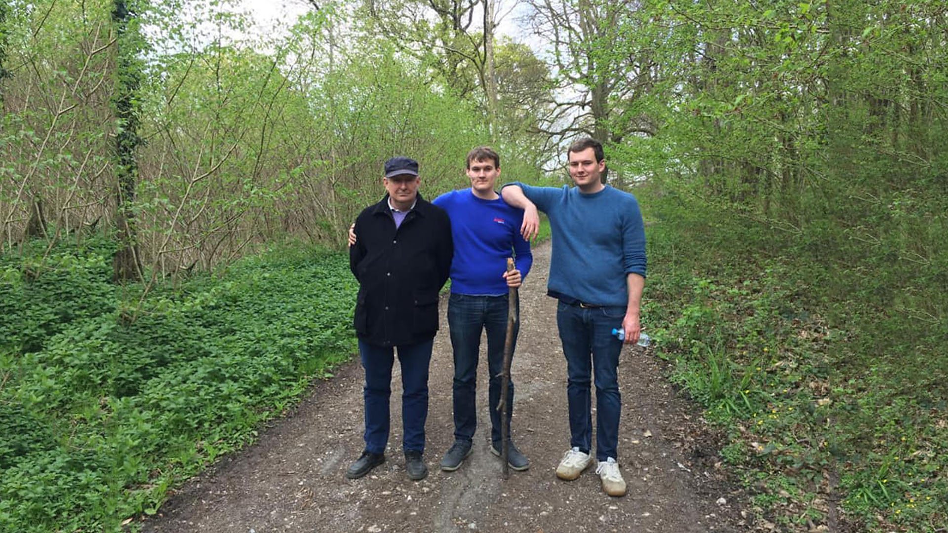 Family walk in the woods