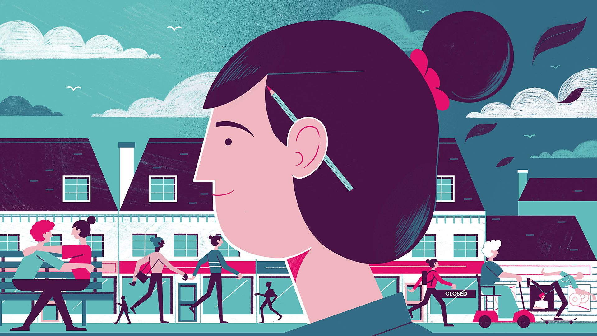 A woman looks fondly towards the busy local high street she remembers growing up