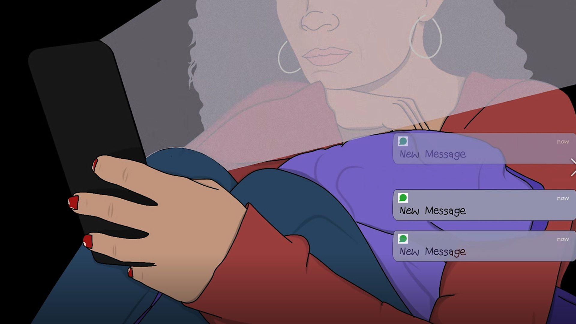 Illustration of a woman on her phone