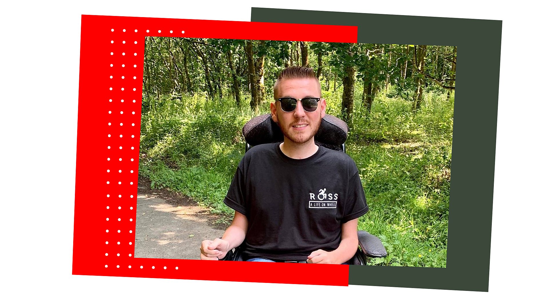 Photo of Ross in his wheelchair