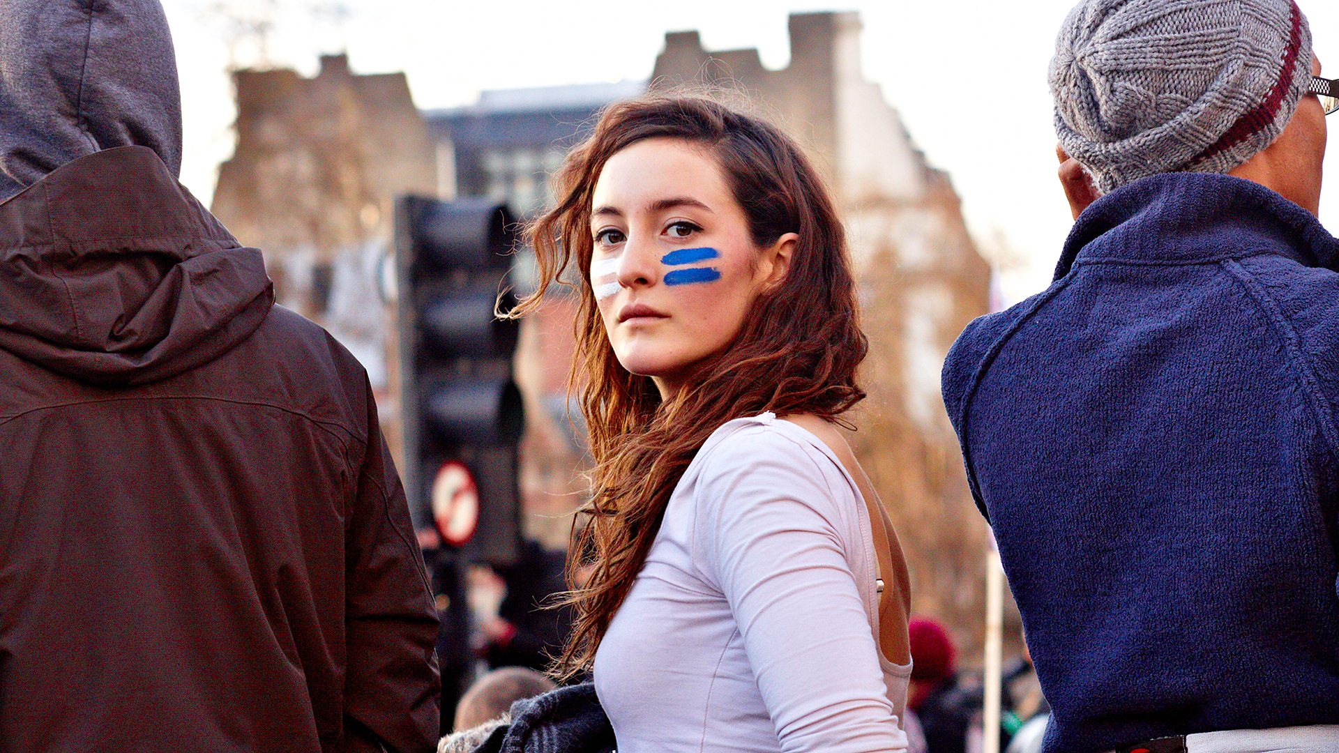 A female protester