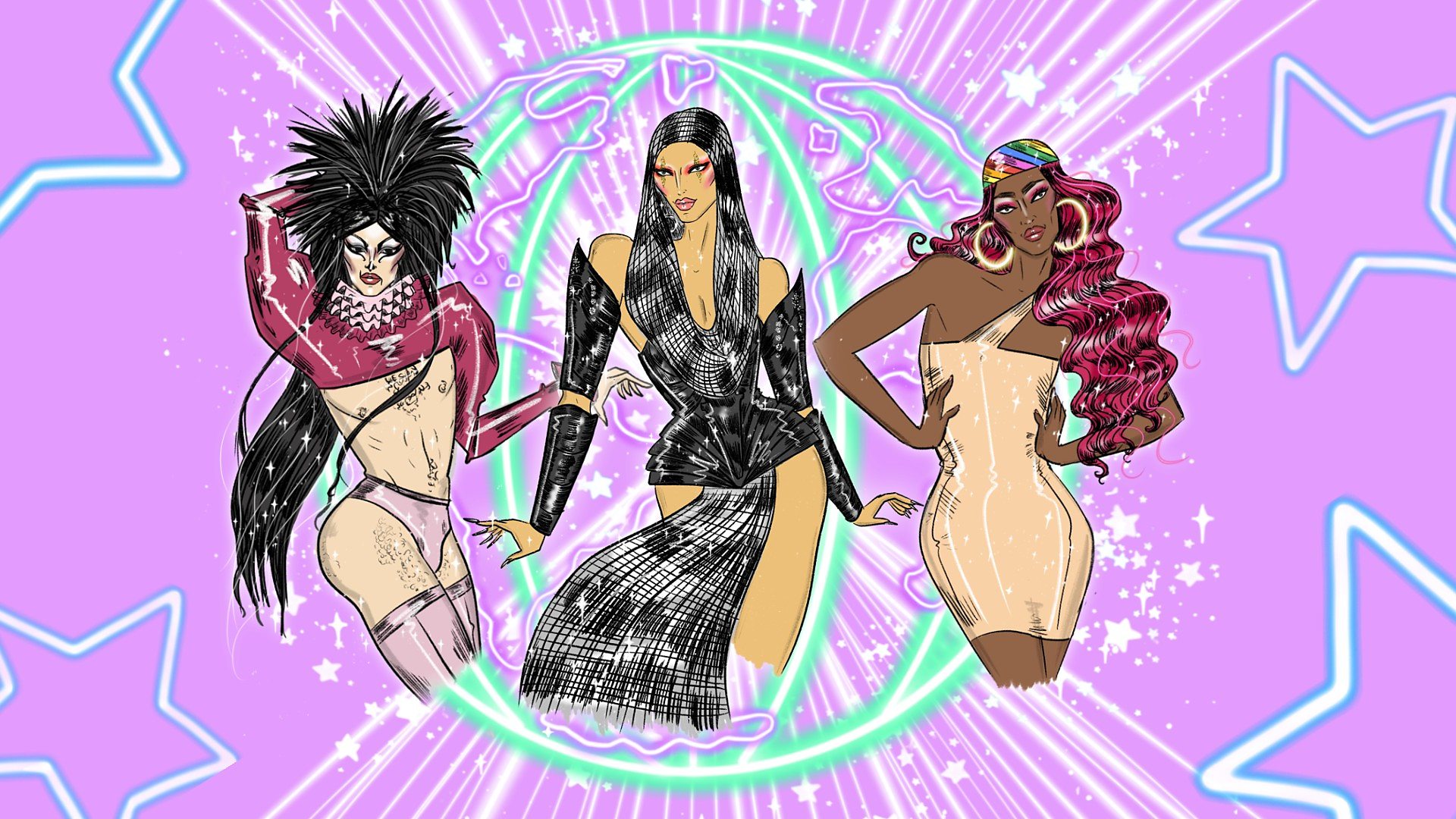 DRAG AROUND THE WORLD ILLUSTRATION BY DOM&INK