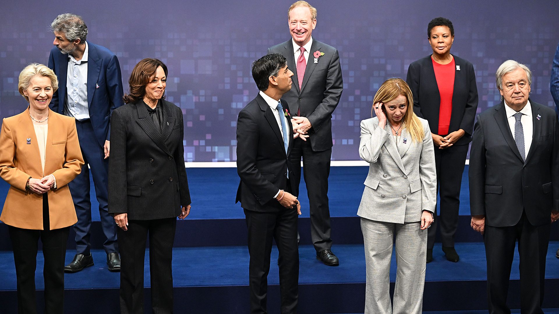 World leaders at the UK AI Safety Summit looking in different directions (Credit: Getty Images)