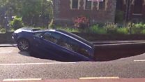 Car swallowed by South London sinkhole