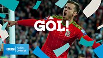 Gôl Aaron Ramsey - Cymru 1 Rwsia 0