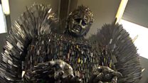 Knife Angel made out of 100,000 weapons