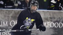 Justin Bieber scores in a game with Manchester Storm ice hockey team