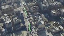 Aerial footage shows Aleppo evacuation