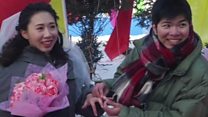 Group weddings at the 2017 Harbin Ice Festival in China
