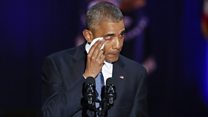 Tearful Obama pays tribute to Michelle