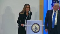 Melania speaks, at Trump's insistence