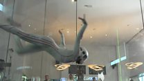 Skydivers compete in wind tunnel