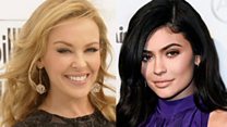 Kylie Minogue and Kylie Jenner (r)