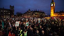 Protests as MPs clash over Trump visit