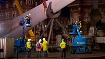 Rotor blade artwork in city dismantled