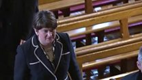 DUP leader Arlene Foster applauded as she enters the church for Martin McGuinness' funeral