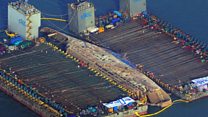 Sunken ferry raised in South Korea