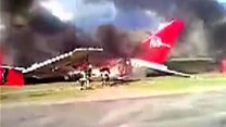 Peruvian plane catches fire