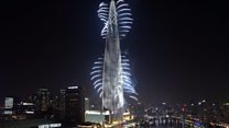 Fireworks at South Korea's tallest building