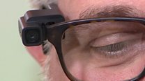 Glasses helping blind man