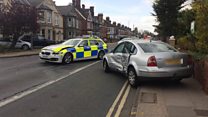Police officer in hospital after crash