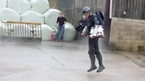 'Rocket man' takes off in flying suit