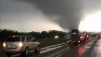 Deadly tornado crosses Texas road
