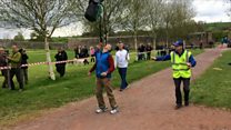 Ashrita Furman breaks lawnmower balancing record